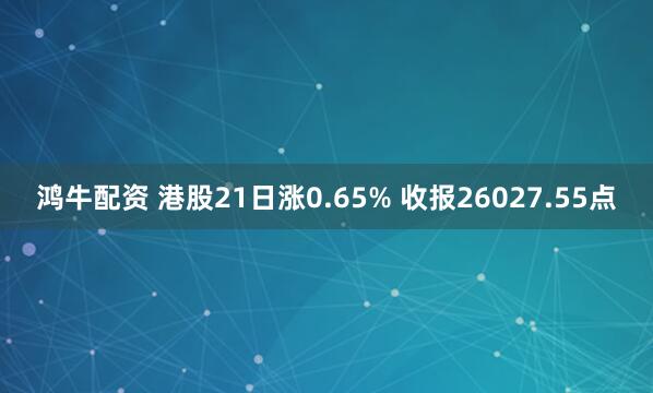 鸿牛配资 港股21日涨0.65% 收报26027.55点