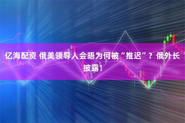 亿海配资 俄美领导人会晤为何被“推迟”？俄外长披露！